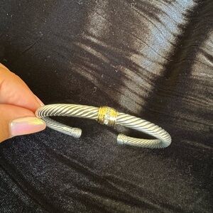David Yurman Classic Cable Silver Bracelet with Diamond and Gold Accents